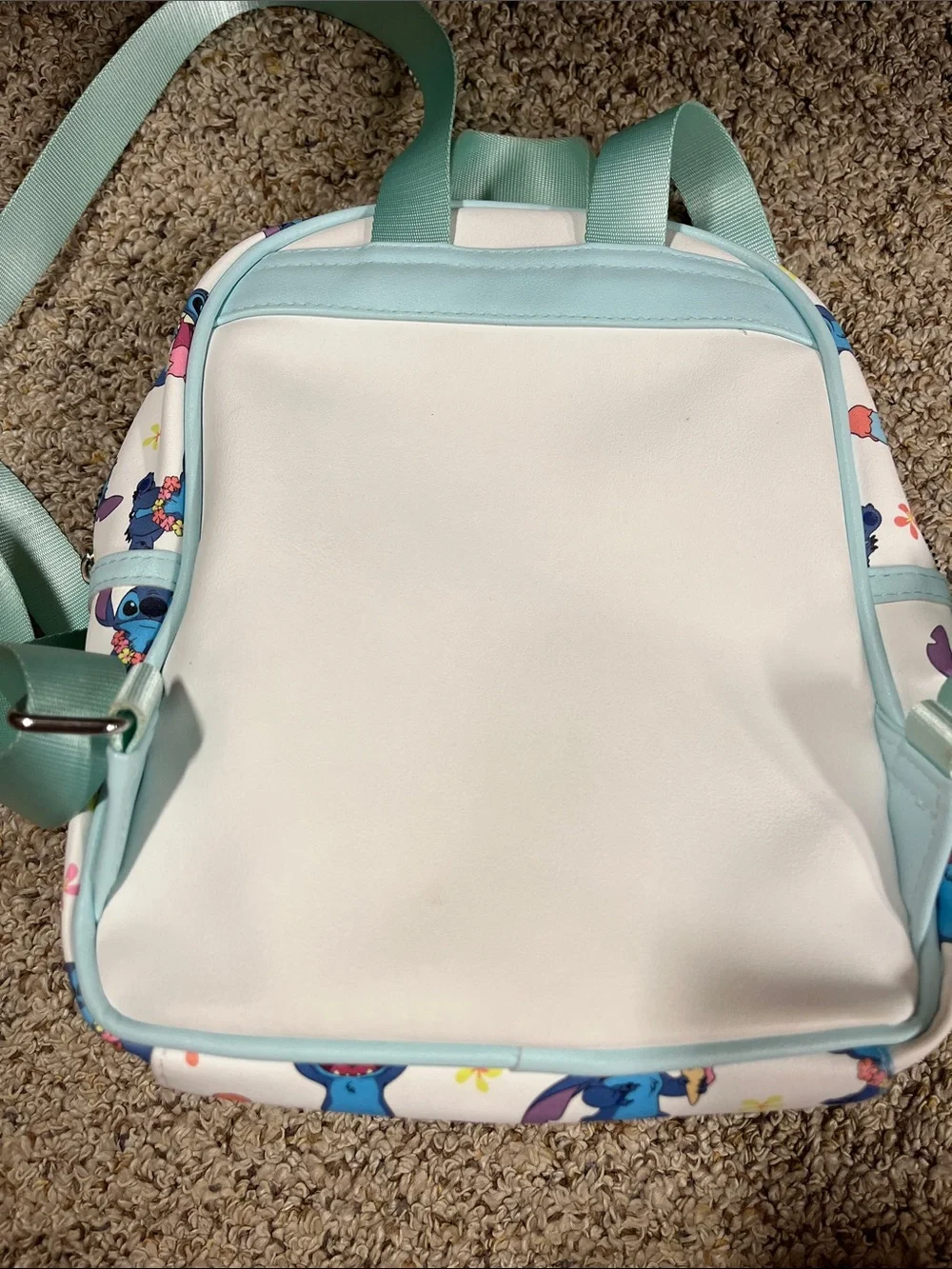 Disney Blue Stitch Print Mini Backpack with Mint Accents